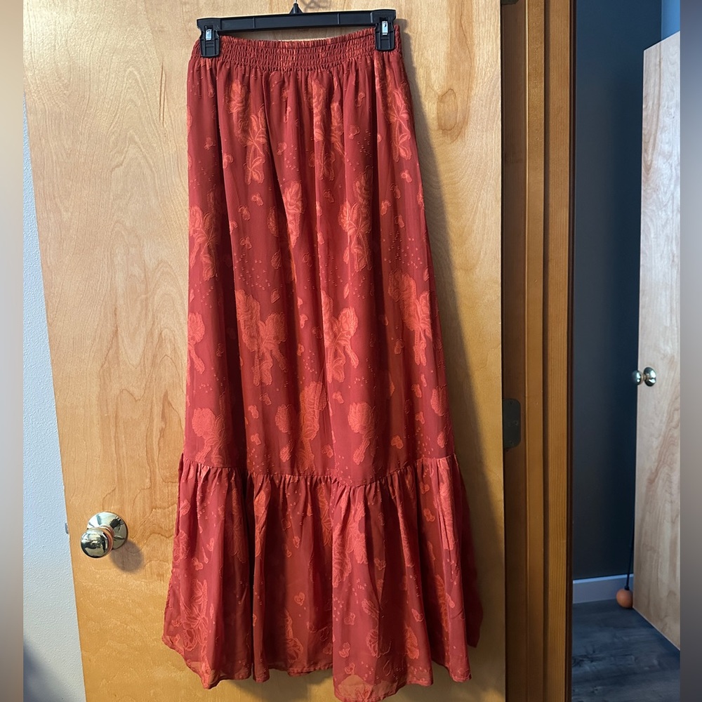 Willow Red Floral Maxi Skirt